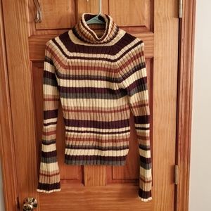 striped turtleneck sweater